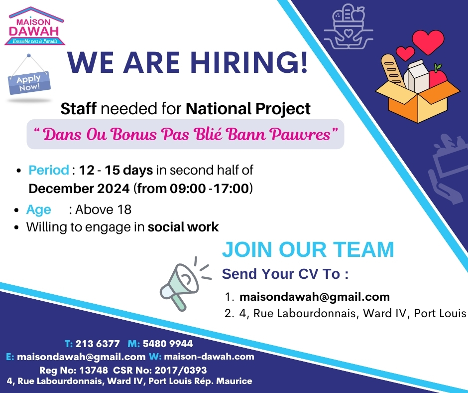 “We are hiring! Join our team and make a difference for a great cause.”